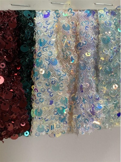 GZ-XP 珠片滌安网閃光布    幅寬：100-110cm   成分：100%滌綸  珠片PET 細節-2